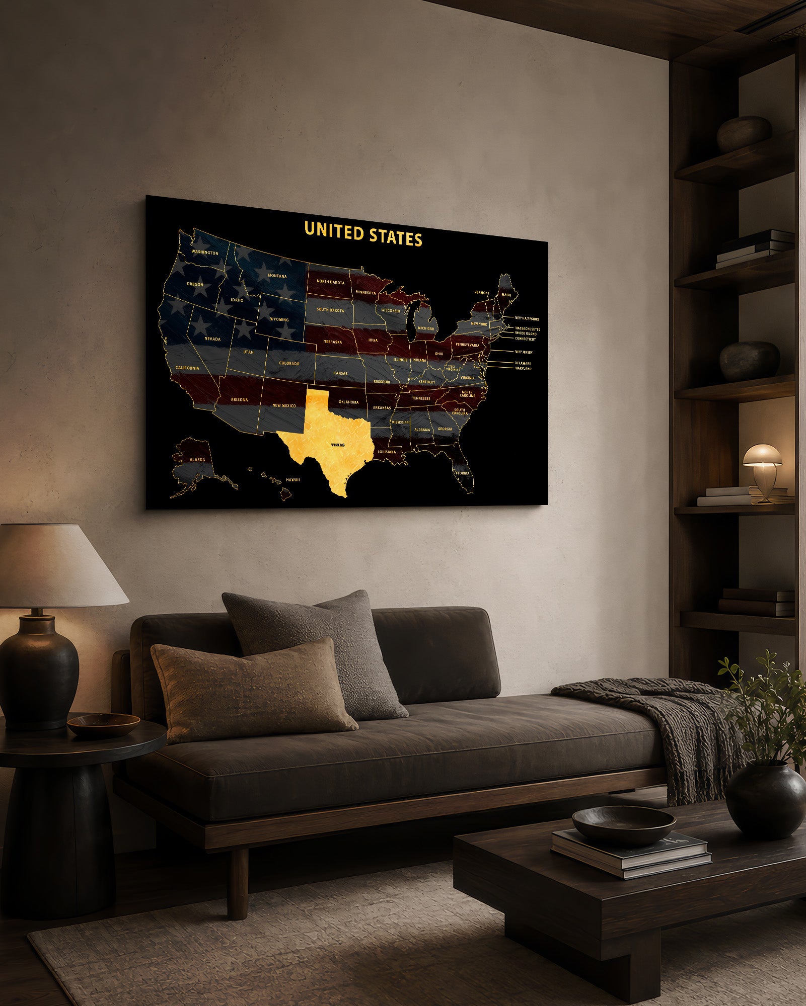 Texas State Map — Haptic 3D Embossed Metal Wall Art