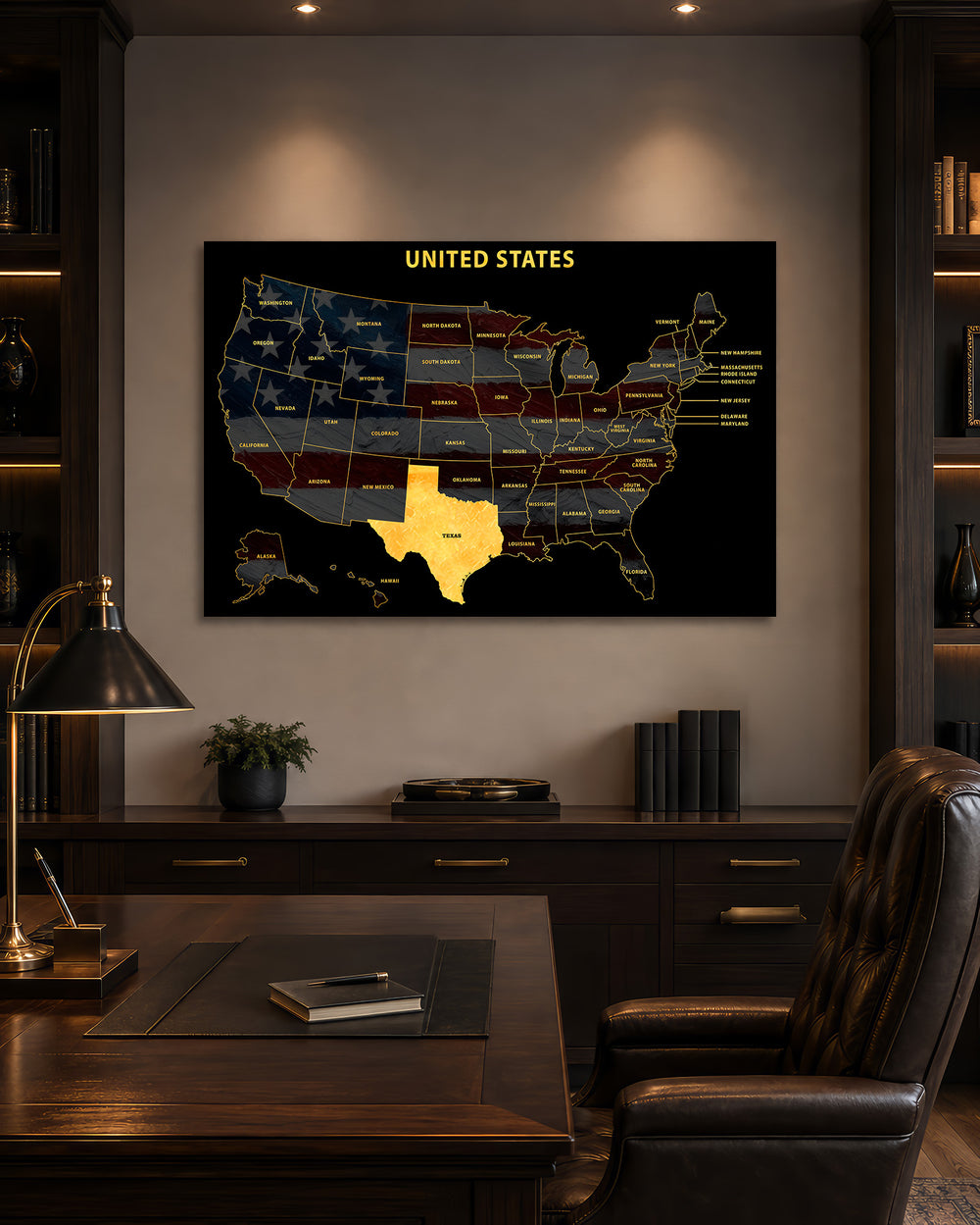 Texas State Map - 3D Embossed Metal Wall Art