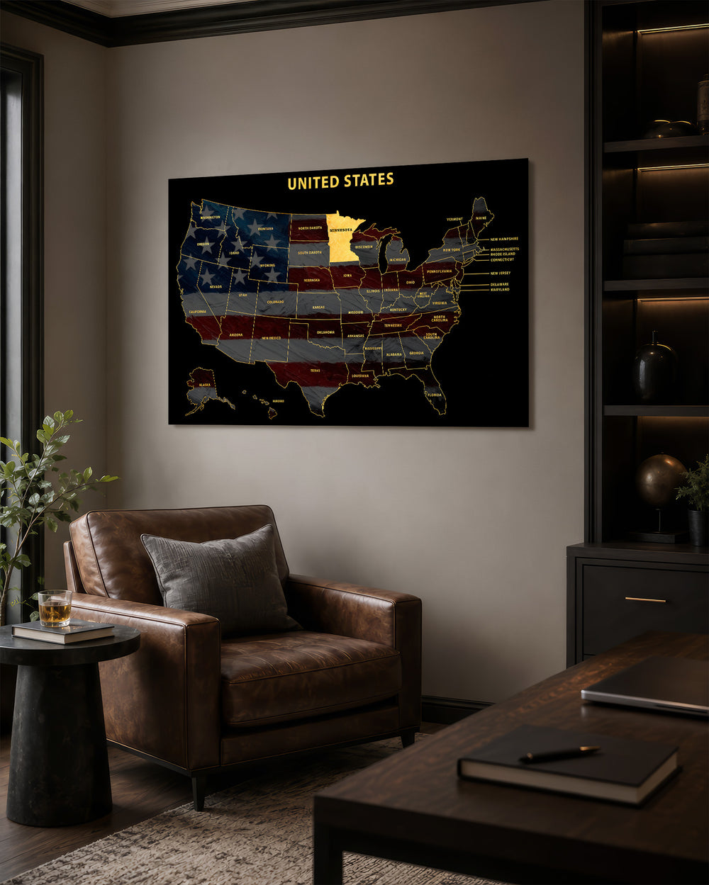 Minnesota State Map - 3D Embossed Metal Wall Art