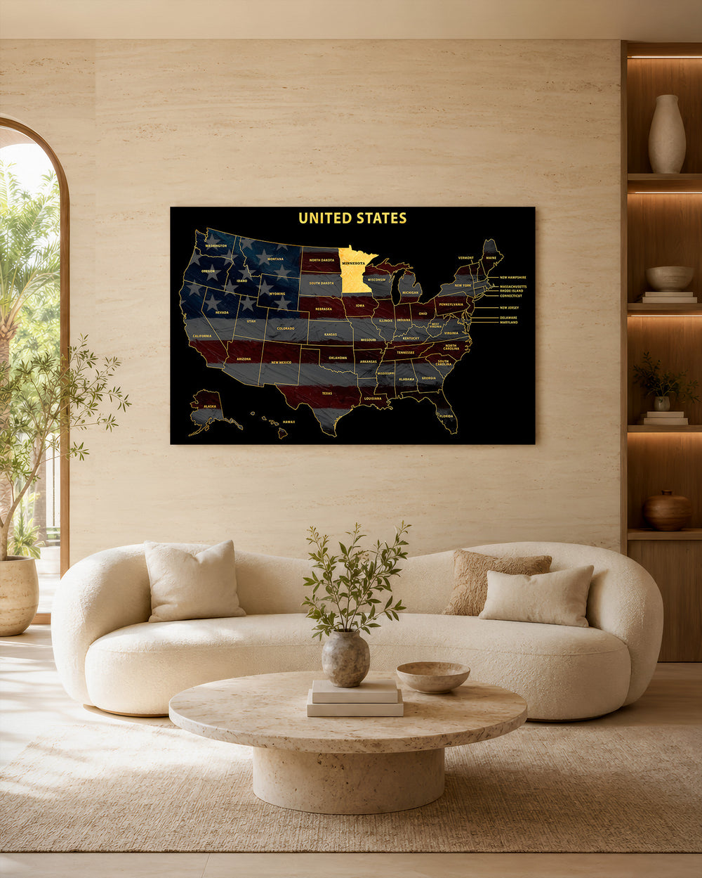 Minnesota State Map - 3D Embossed Metal Wall Art