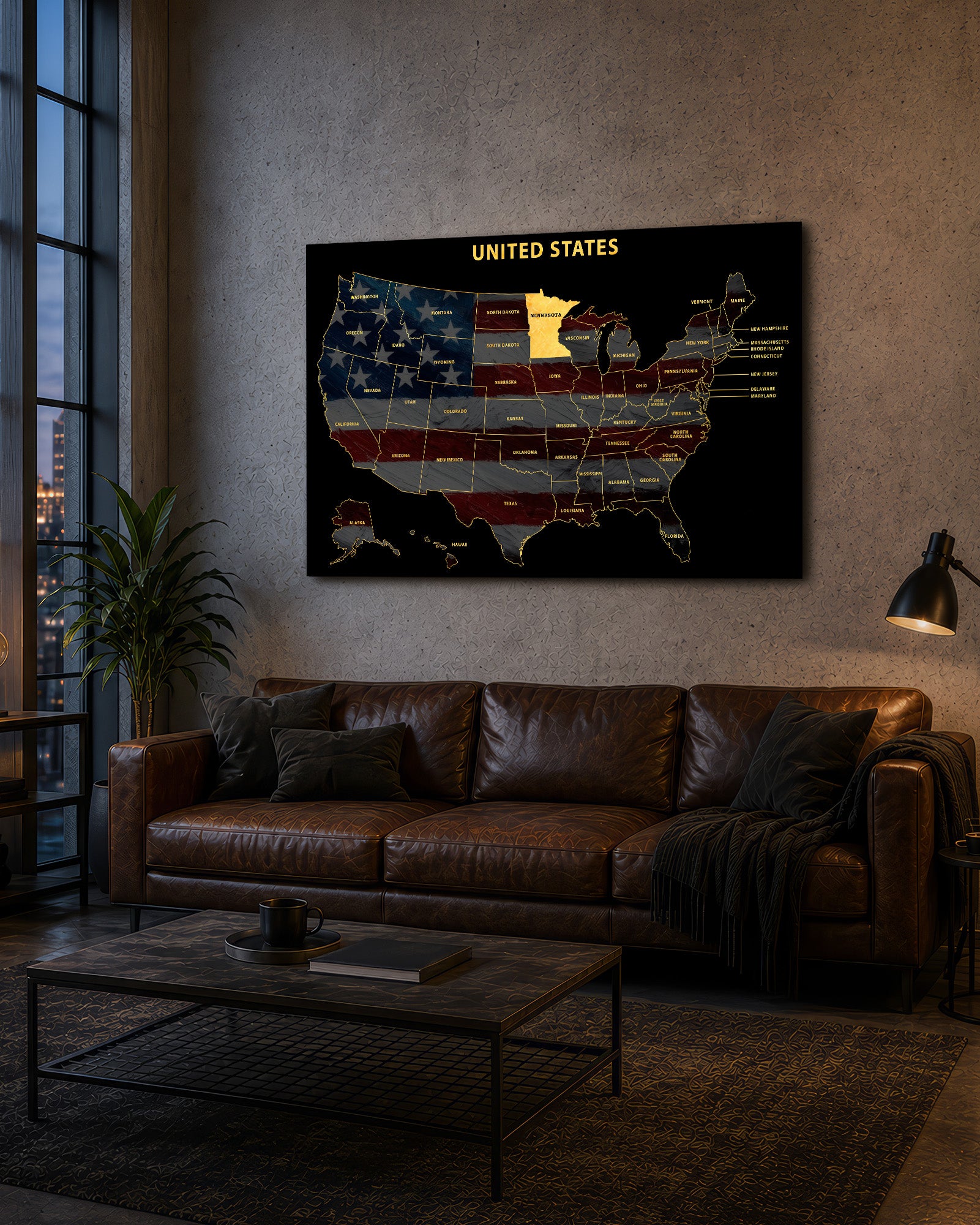 Minnesota State Map — Haptic 3D Embossed Metal Wall Art