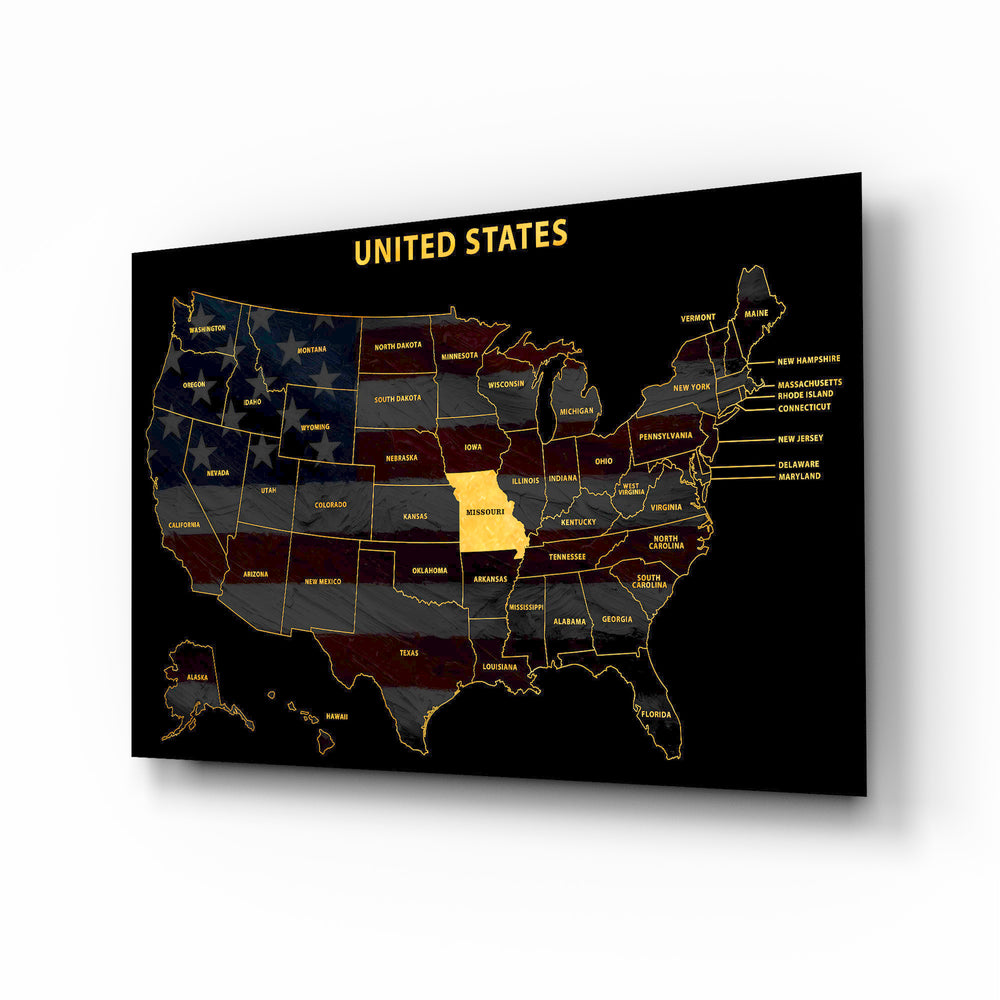 Missouri State Map - 3D Embossed Metal Wall Art