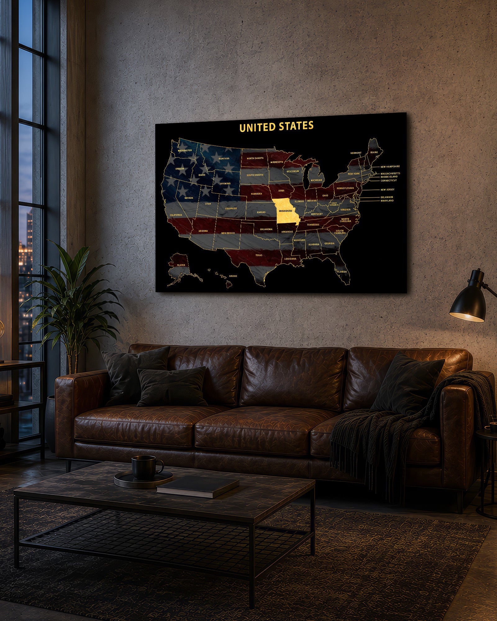 Missouri State Map — Haptic 3D Embossed Metal Wall Art