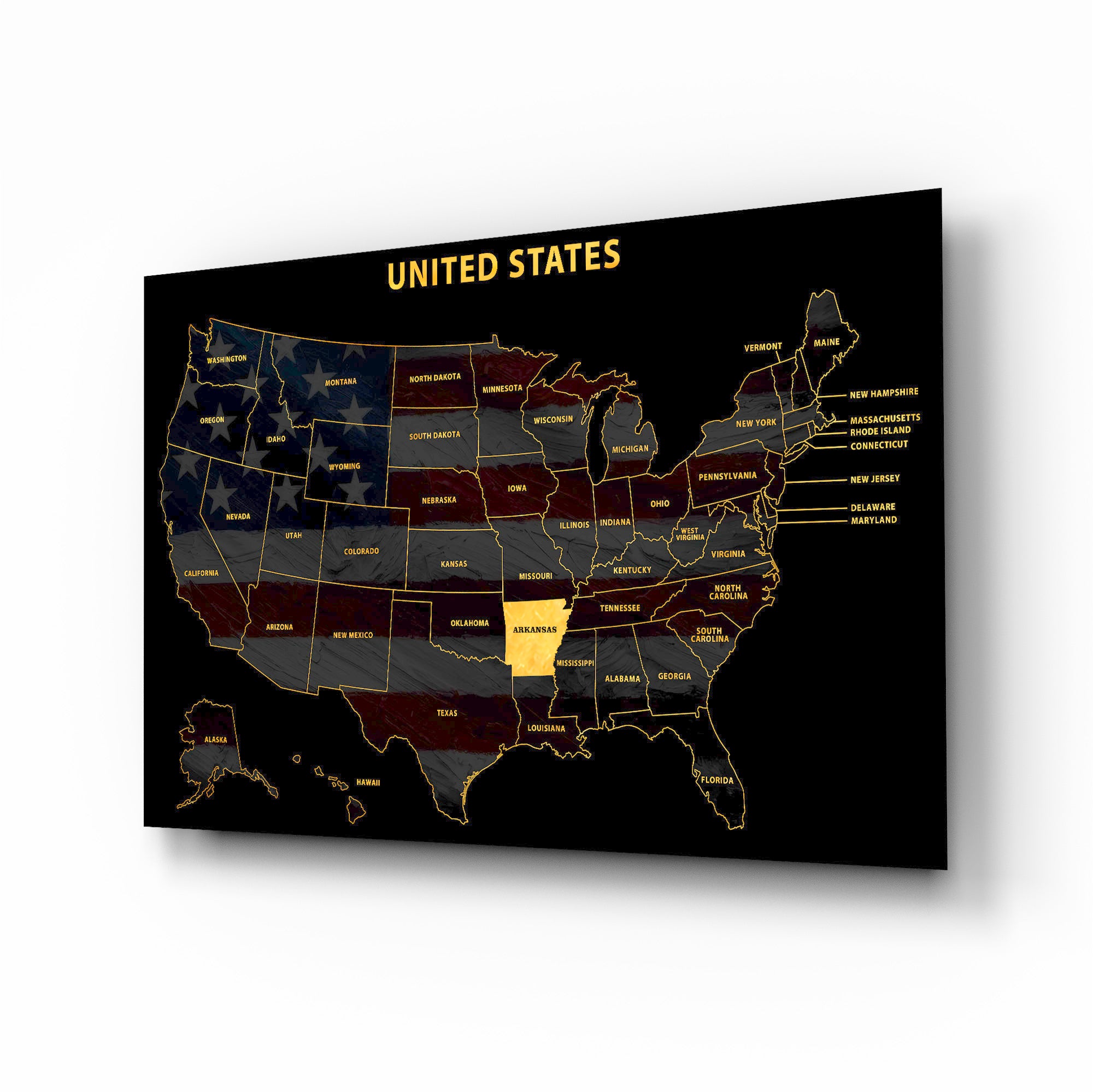 Arkansas State Map — Haptic 3D Embossed Metal Wall Art