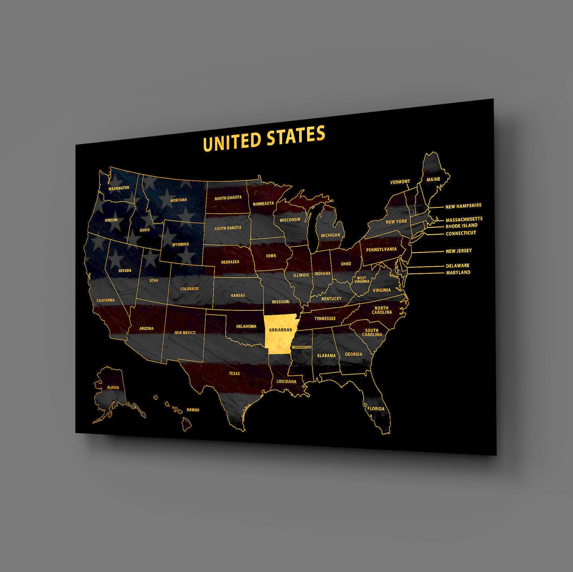 Arkansas State Map — Haptic 3D Embossed Metal Wall Art