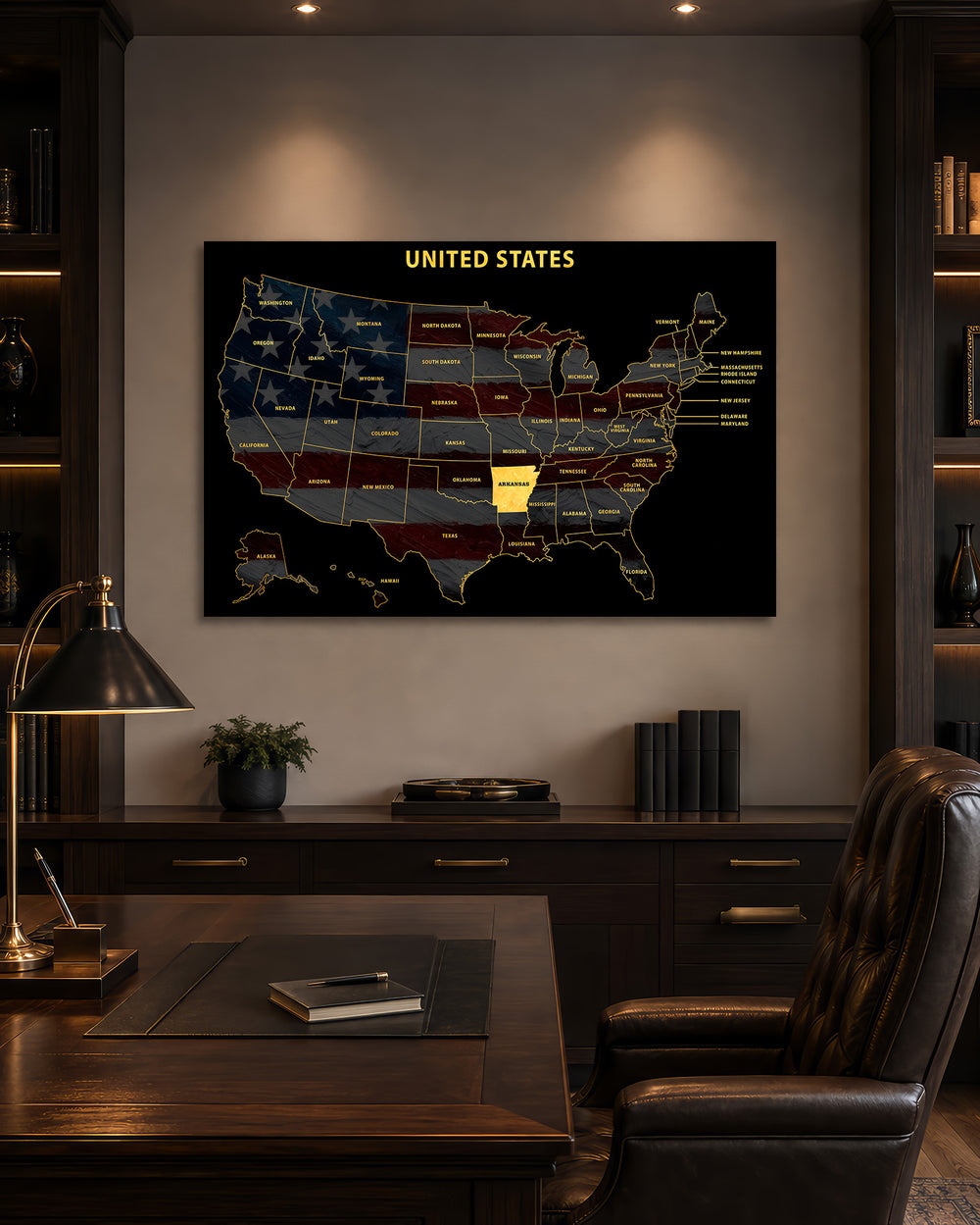 Arkansas State Map - 3D Embossed Metal Wall Art
