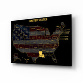 Louisiana State Map - 3D Embossed Metal Wall Art
