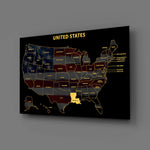 Louisiana State Map - 3D Embossed Metal Wall Art