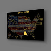 Louisiana State Map - 3D Embossed Metal Wall Art