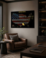 Louisiana State Map - 3D Embossed Metal Wall Art
