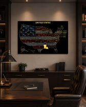 Louisiana State Map - 3D Embossed Metal Wall Art