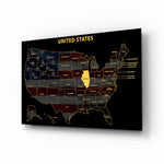 Illinois State Map - 3D Embossed Metal Wall Art