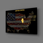 Illinois State Map - 3D Embossed Metal Wall Art