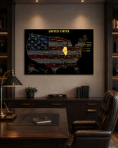 Illinois State Map - 3D Embossed Metal Wall Art