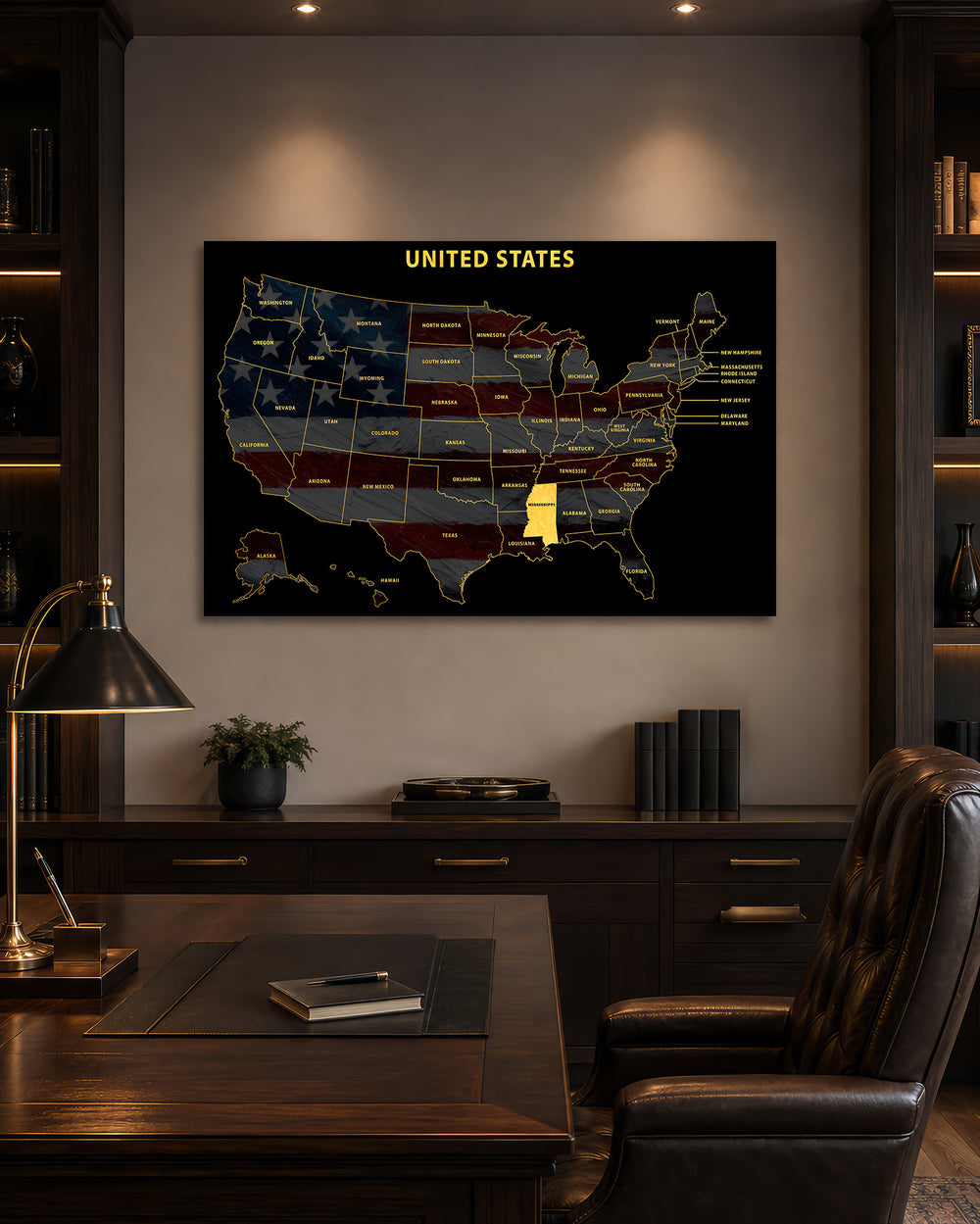 Mississippi State Map - 3D Embossed Metal Wall Art