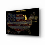 Michigan State Map - 3D Embossed Metal Wall Art