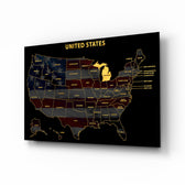 Michigan State Map - 3D Embossed Metal Wall Art