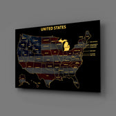 Michigan State Map - 3D Embossed Metal Wall Art
