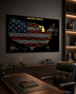 Michigan State Map - 3D Embossed Metal Wall Art