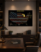 Michigan State Map - 3D Embossed Metal Wall Art