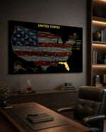 Florida State Map - 3D Embossed Metal Wall Art