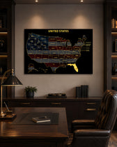 Florida State Map - 3D Embossed Metal Wall Art