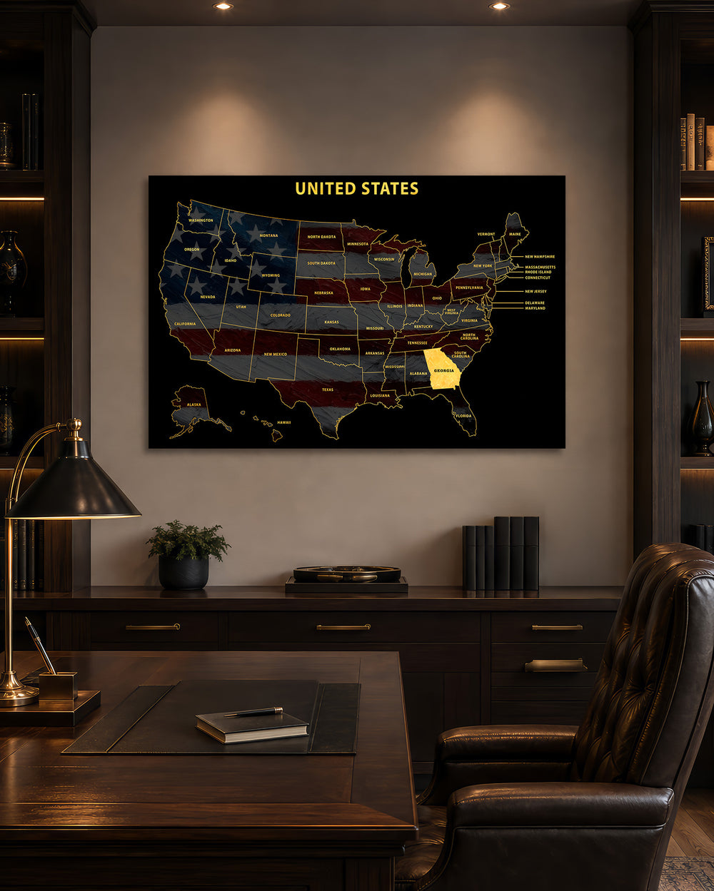 Georgia State Map - 3D Embossed Metal Wall Art