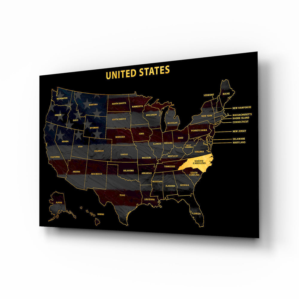 North Carolina State Map - 3D Embossed Metal Wall Art