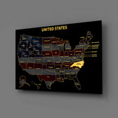 North Carolina State Map - 3D Embossed Metal Wall Art