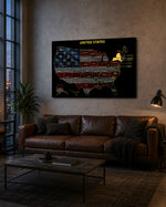 New York State Map - 3D Embossed Metal Wall Art
