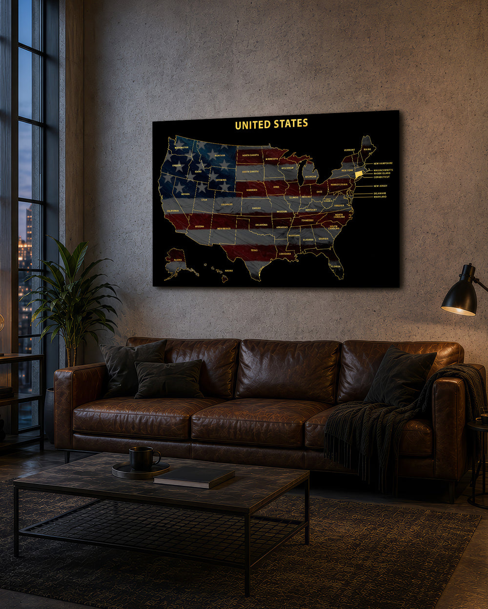 Connecticut State Map - 3D Embossed Metal Wall Art
