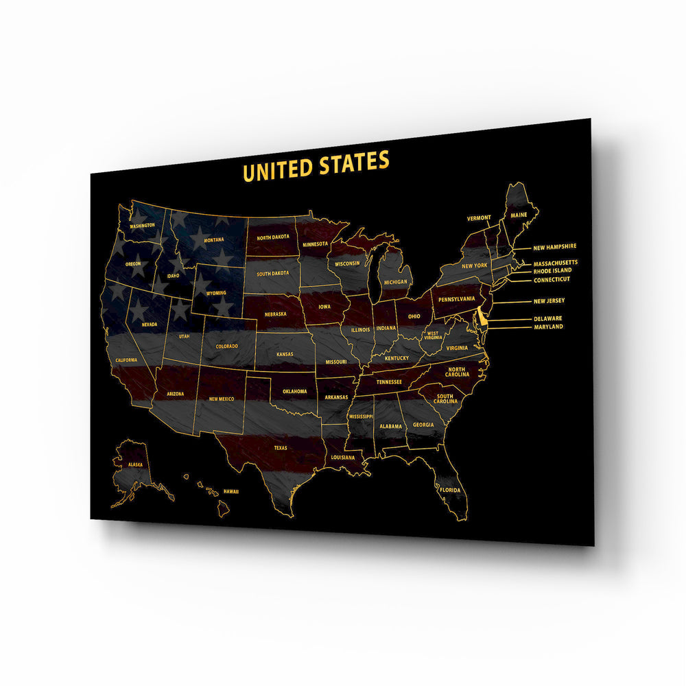 Delaware State Map - 3D Embossed Metal Wall Art