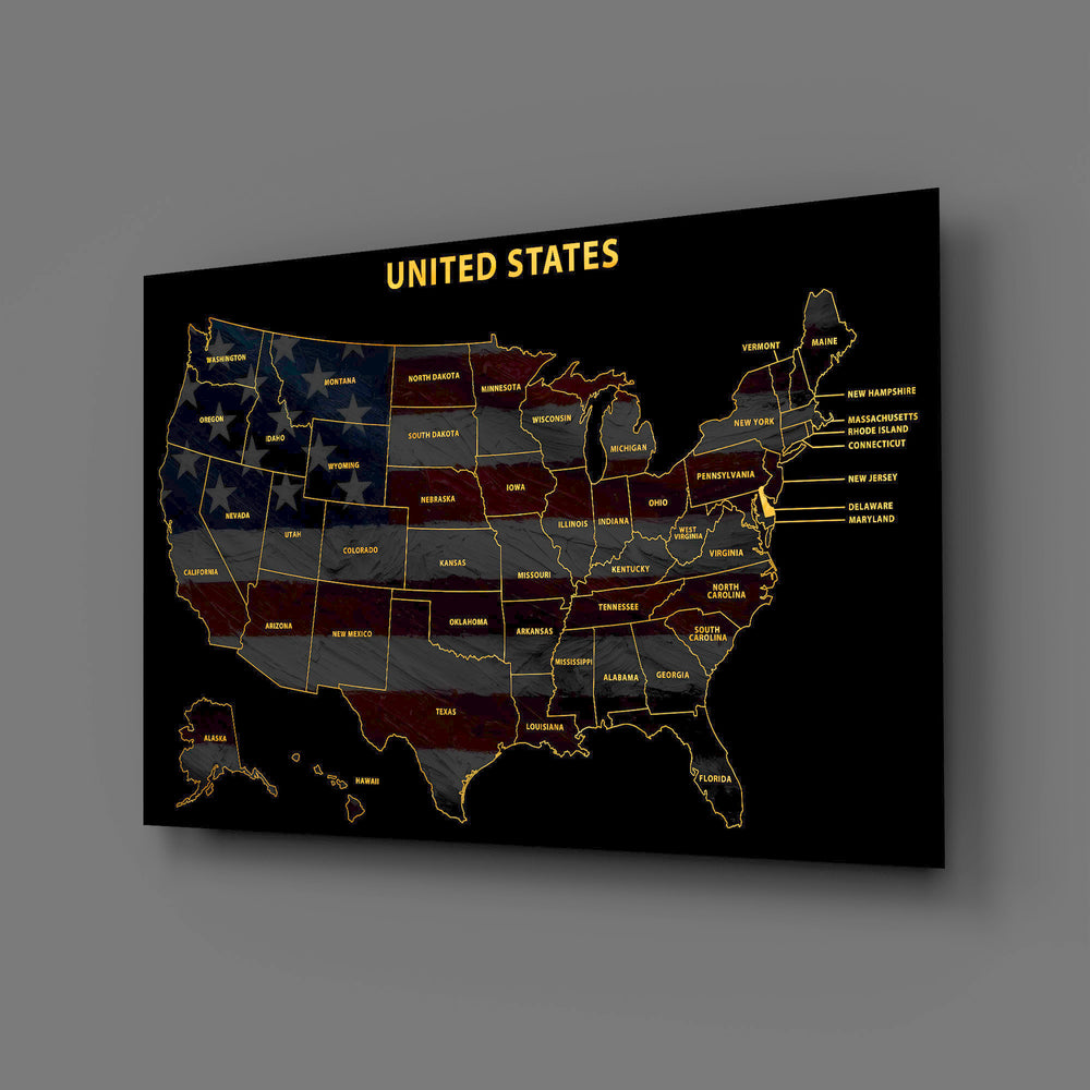 Delaware State Map - 3D Embossed Metal Wall Art