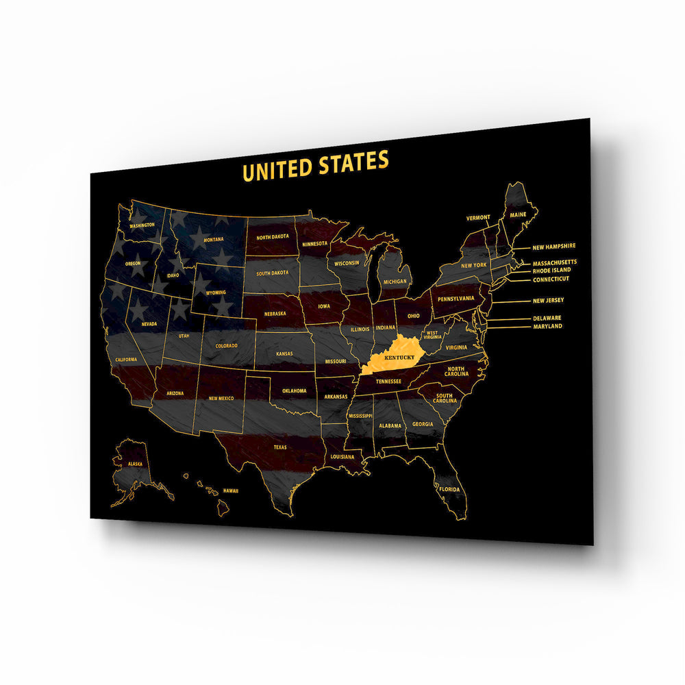 Kentucky State Map - 3D Embossed Metal Wall Art