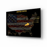 Kentucky State Map - 3D Embossed Metal Wall Art