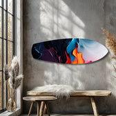 Midnight Bloom Abstract Paint Glass Wall Art.
