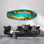 Aerial River Forest Landscape Glass Wall Art.