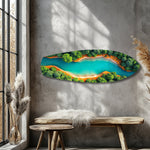 Aerial River Forest Landscape Glass Wall Art.
