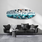 Crashing Wave Aerial Ocean Glass Wall Art.