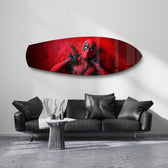 Red Masked Mercenary Comic Hero Glass Wall Art.