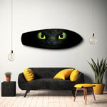 Black Dragon Green Eyes Glass Wall Art.