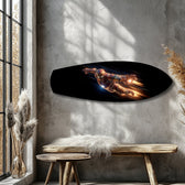 Flying Armored Superhero Glass Wall Art.
