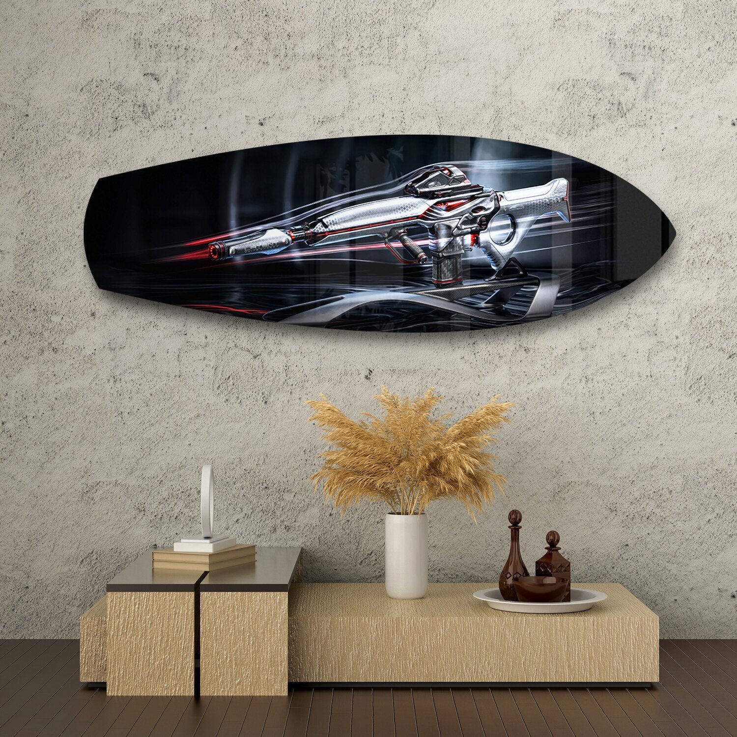 Futuristic Sci-Fi Rifle Glass Wall Art.