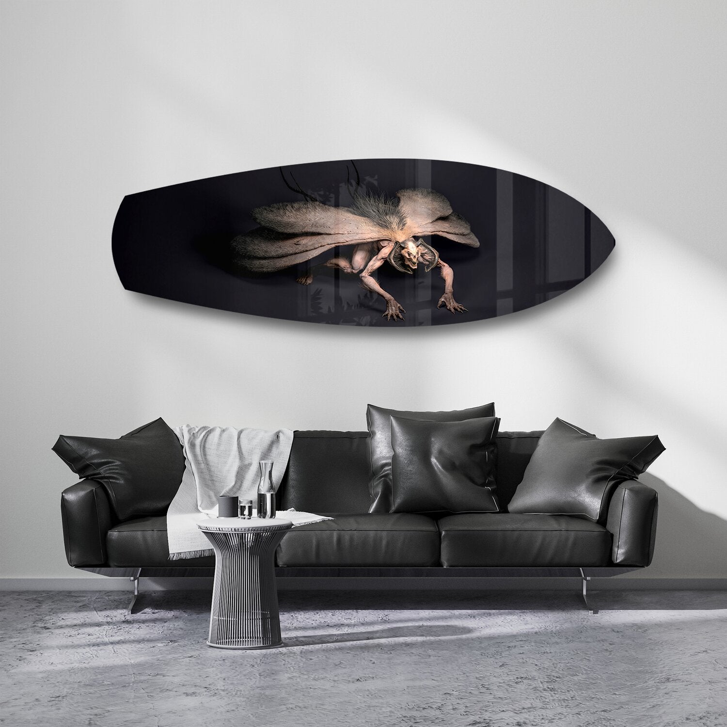 Dark Horned Creature Fantasy Glass Wall Art.