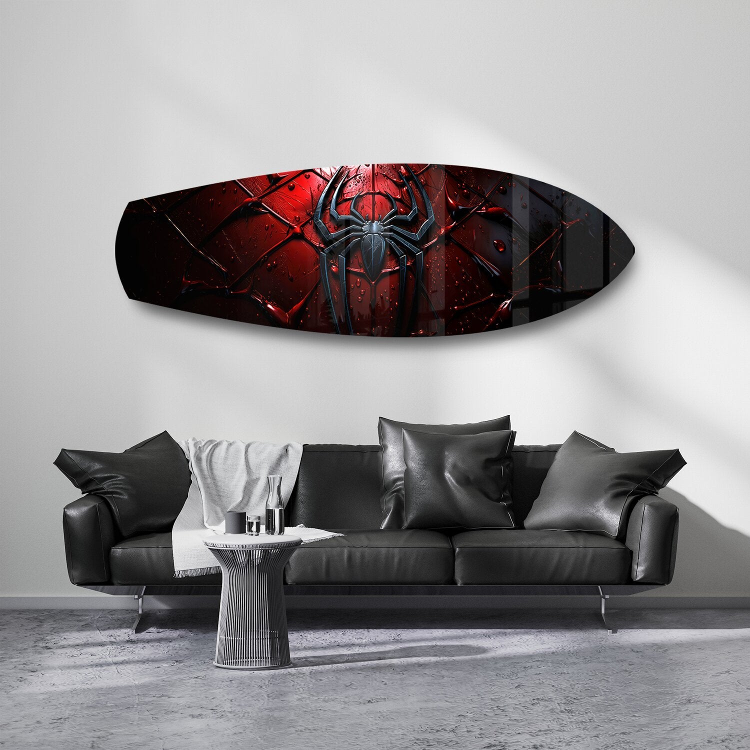 Red Spider Hero Emblem Glass Wall Art.