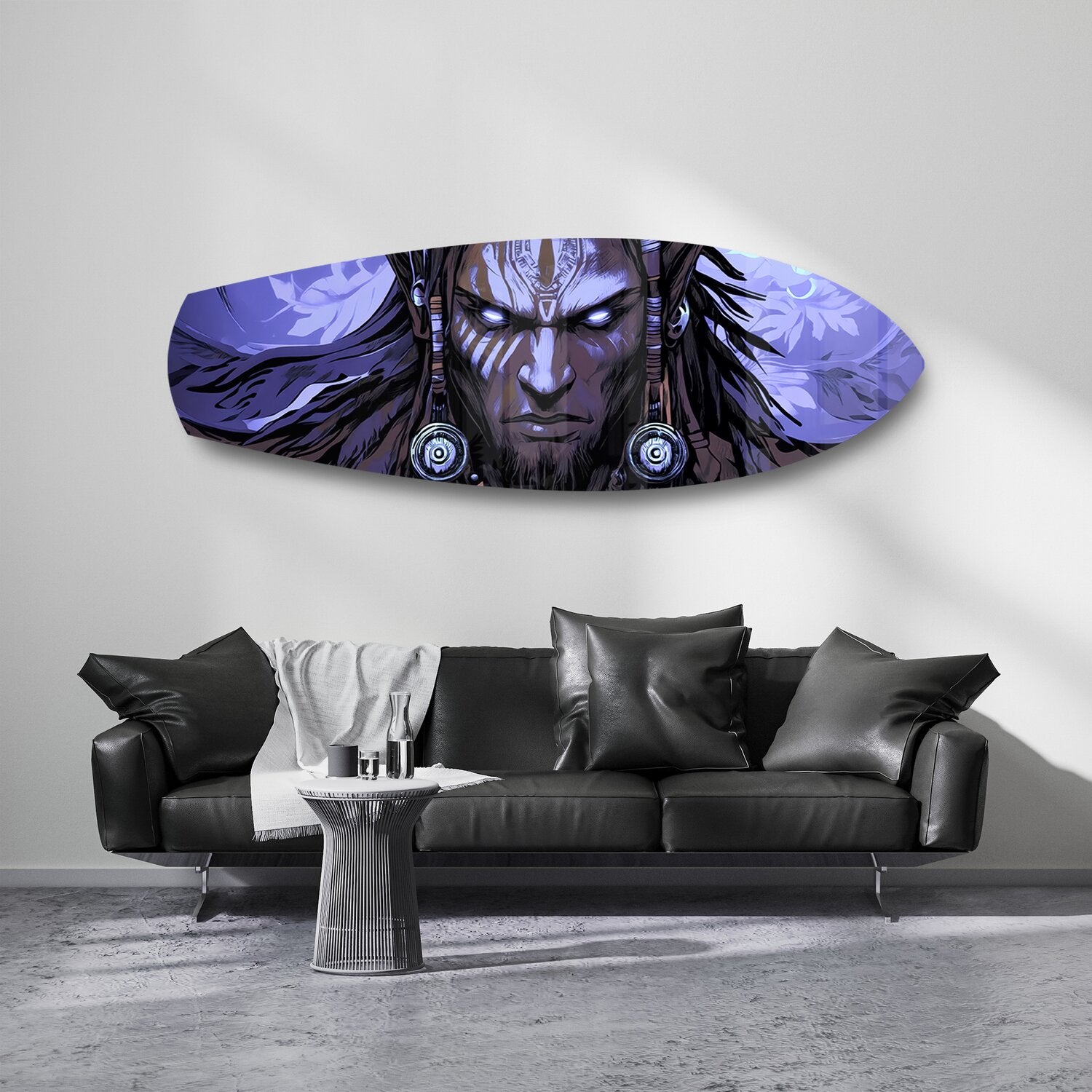 Tribal Chief Warrior Comic Glass Wall Art.