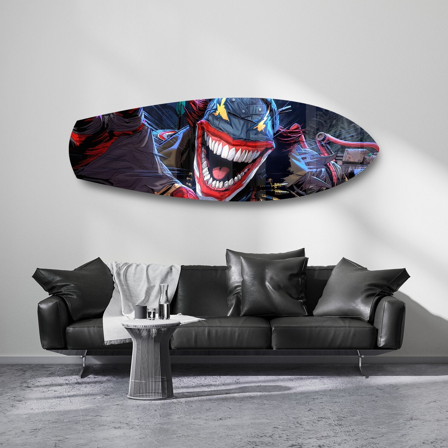 Crazy Mask Anti-Hero Comic Glass Wall Art.