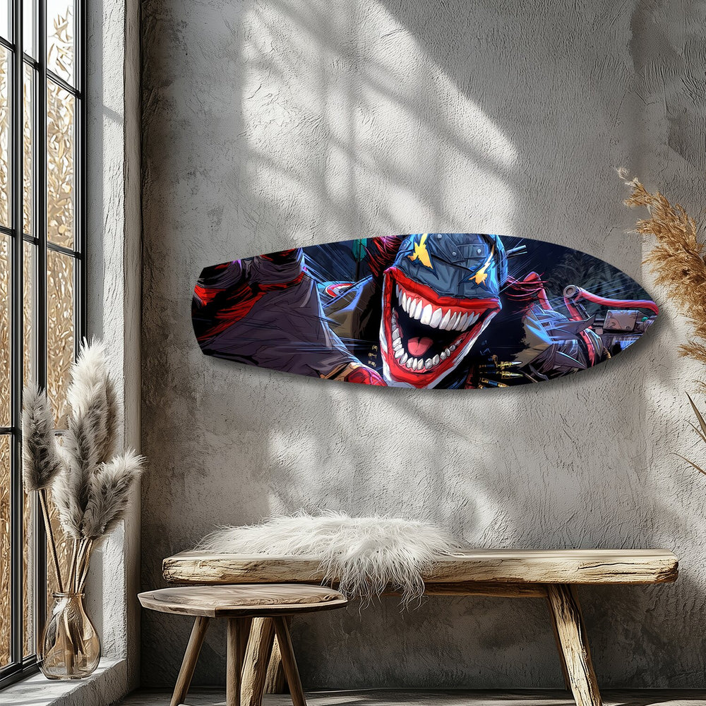 Crazy Mask Anti-Hero Comic Glass Wall Art.