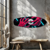 Surreal Eye and Hands Neon Glass Wall Art.