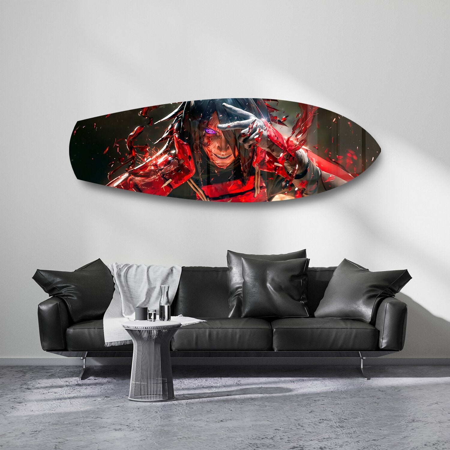 Anime Ninja Crimson Power Glass Wall Art.